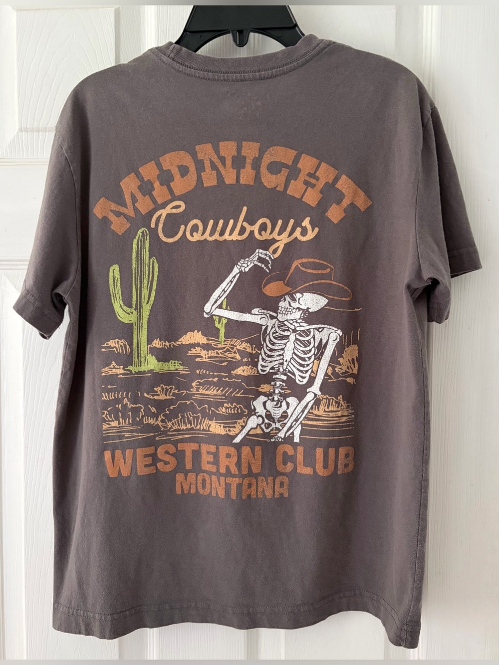 Cold Crush Gray 'Midnight Cowboys' Graphic Tee with Orange & Green Print